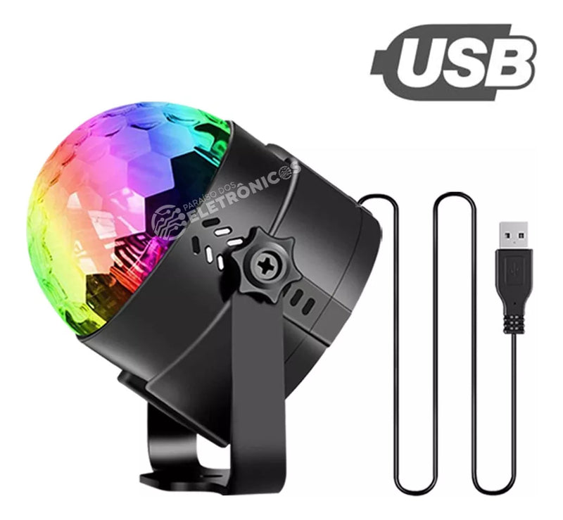 Globo De Luzes Para Festa Luz De Led Rgb Giratória Decoração - Alfashop