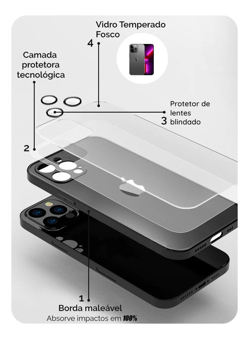Case Capinha Vidro Temperado Compatível C/ iPhone Nano Glass - Alfashop