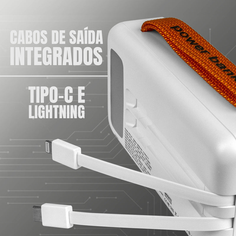 Power Bank Carregador Portátil Turbo Bateria 30.000mah Cor Branco - Alfashop