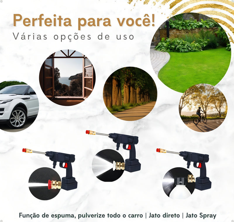 Lavadora Alta Pressão Lava Jato Portátil Recarregável S/fio Cor Preto Frequência 50-60hz Bivolt - Alfashop