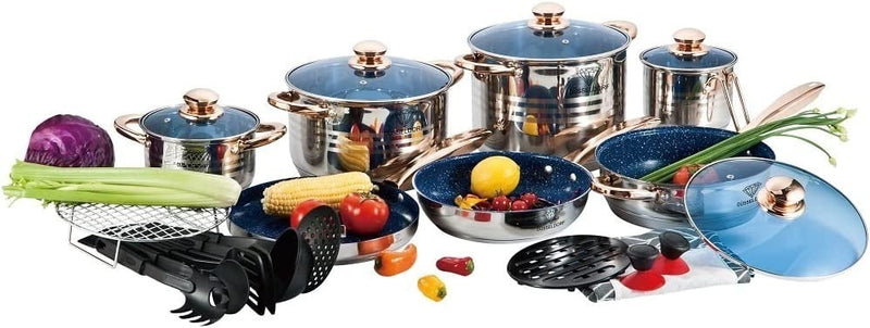 Jogo D/ Panelas Alemã 23 Pçs Anti-aderente + Faqueiro 84 Pçs - Alfashop