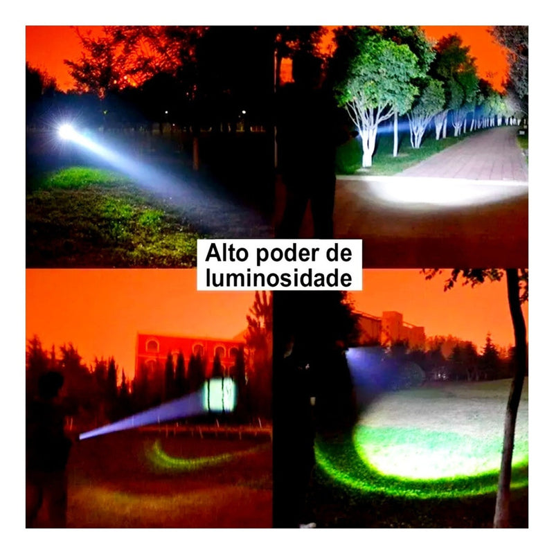 Lanterna Tática Militar Recarregável C/ Zoom Forte Lanterna Preto Luz Branco - Alfashop