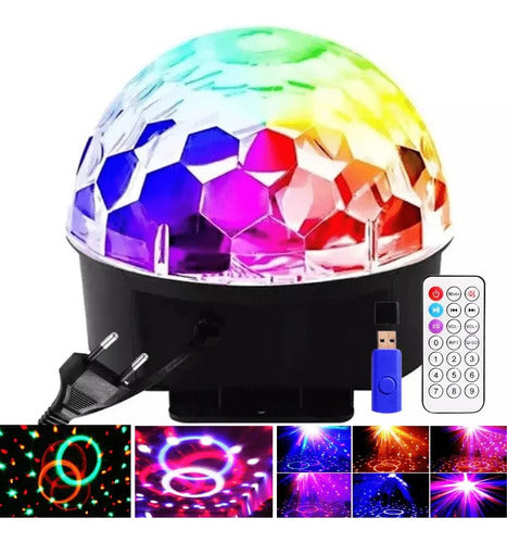 Globo Colorido Cristal Led Meia Bola Maluca Mágica Pendrive 110V/220V - Alfashop
