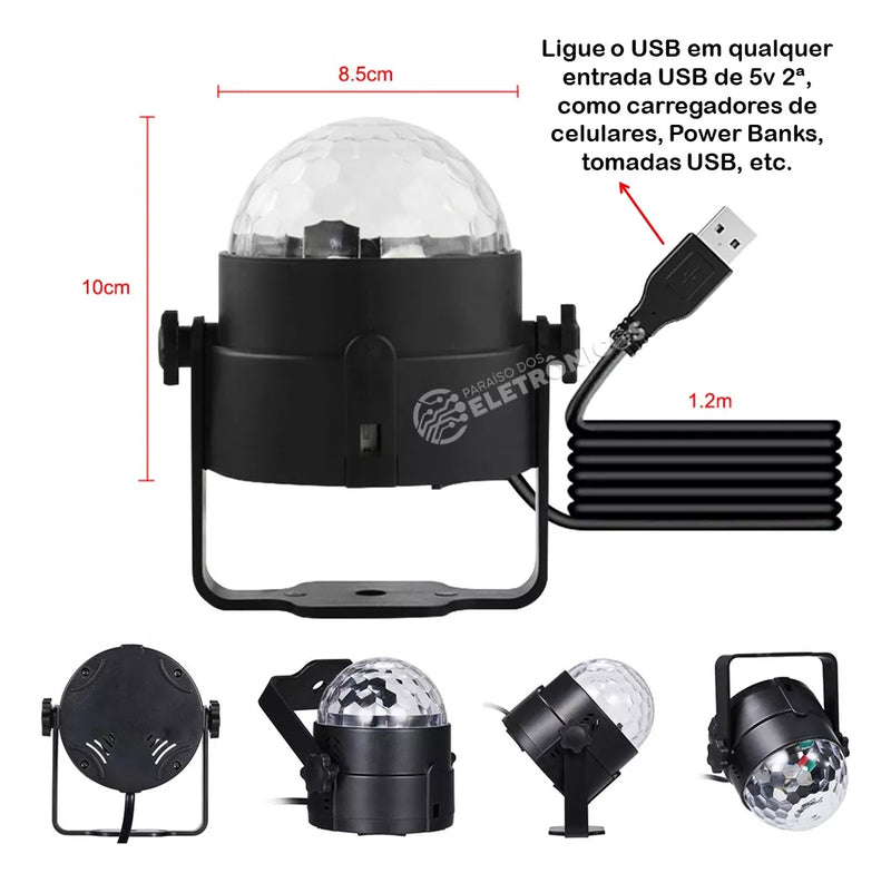 Globo De Luzes Para Festa Luz De Led Rgb Giratória Decoração - Alfashop