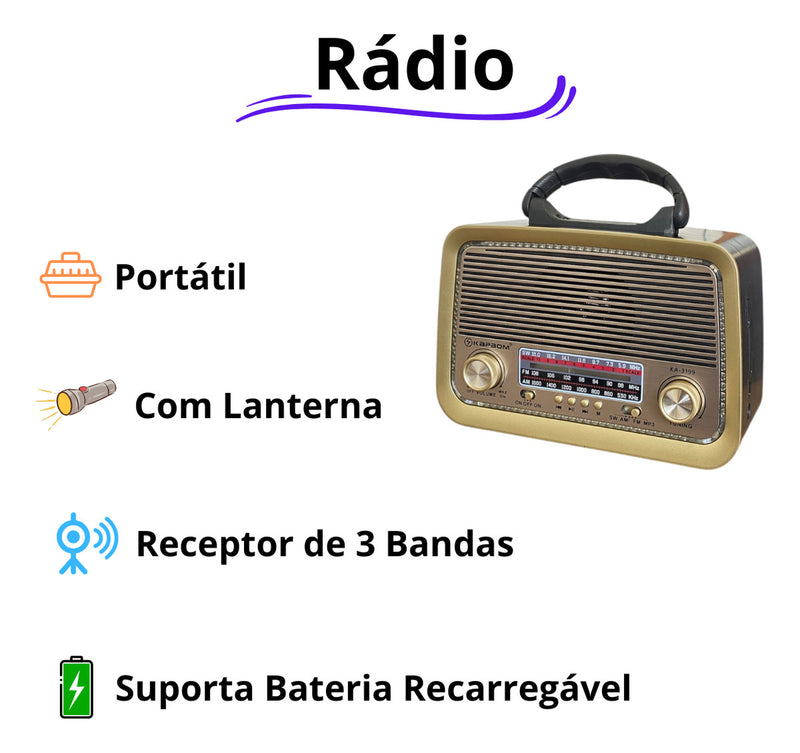 Radio Retrô Vintage Pilha E Tomada Bluetooth Am Fm Usb Mp3 - Alfashop
