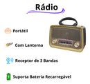 Radio Retrô Vintage Pilha E Tomada Bluetooth Am Fm Usb Mp3 - Alfashop