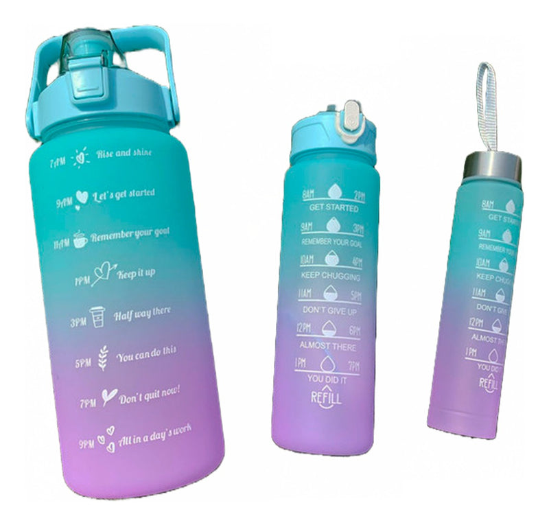 Kit 3 Garrafas Água Lançamento Galão Squeeze 2l 900ml 500 - Alfashop