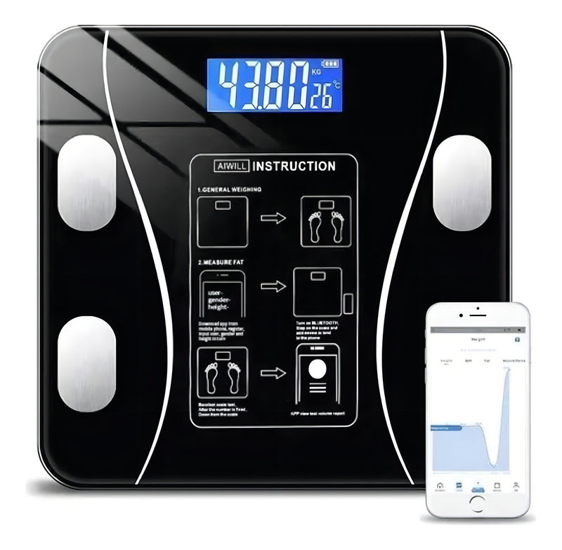Balança Corporal Bioimpedância Profissional Bluetooth até 180kg - Alfashop