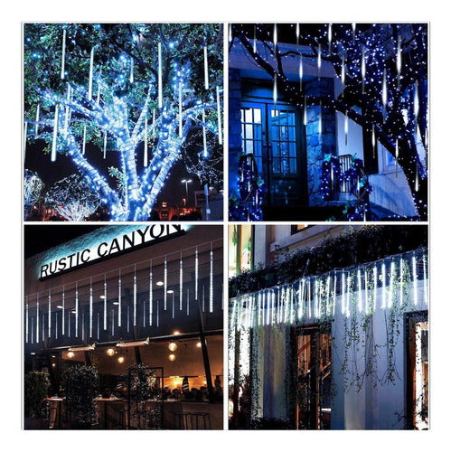Cascata Bastão Led Natal Snowfall 8 Tubos Chuva Meteoro Cor Cor das luzes Branco quente 110V/220V - Alfashop