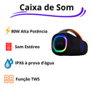 Caixa De Som 80w Grave Potente Estéreo Tws Sem Fio Portátil - Alfashop