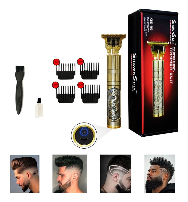 Aparador De Barba Eletrico Profissional Sem Fio Recarregável Cor Dourada - Alfashop