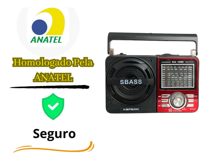 Rádio Portátil Bluetooth Pilha E Tomada Am Fm Usb Sw 110/220 - Alfashop