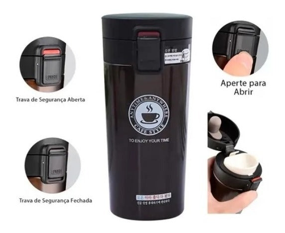 Copo Térmico Aço Inox Infusor Garrafa Caneca Vácuo Café Chá - Alfashop