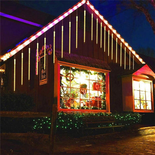 Cascata Bastão Led Natal Snowfall 8 Tubos Chuva Meteoro Cor Cor das luzes Branco quente 110V/220V - Alfashop