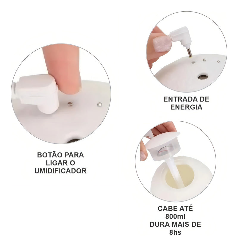 Umidificador E Aromatizador Luminaria Abajur E Lua Cheia 3d 110v/220v - Alfashop