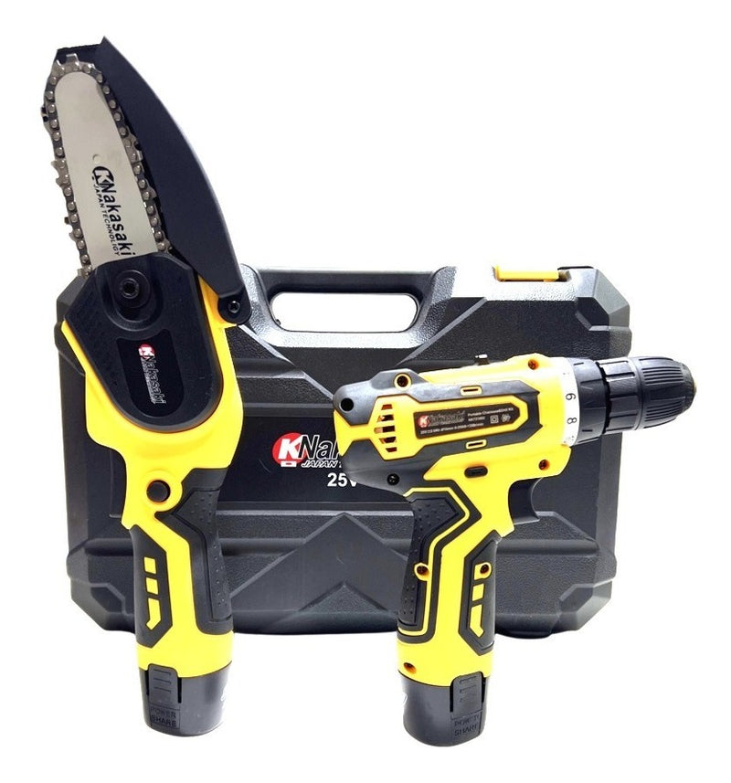 Parafusadeira Furadeira + Motossera A Bateria 25v Nakasaki - Alfashop