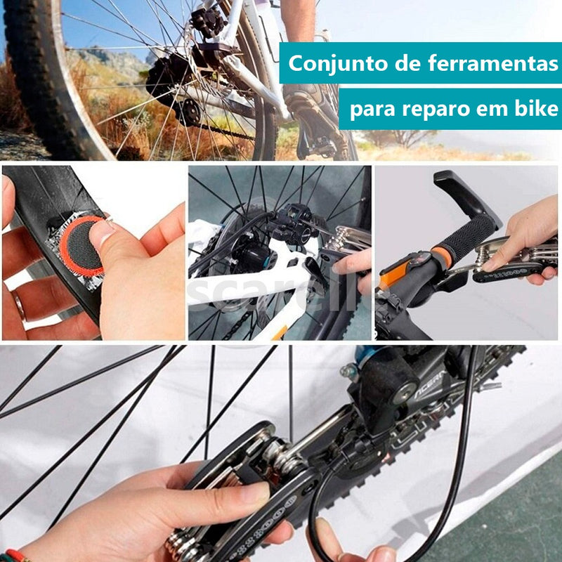 Kit Reparo C/ Ferramenta Bicicleta Chaves Bike Remendo Pneu - Alfashop