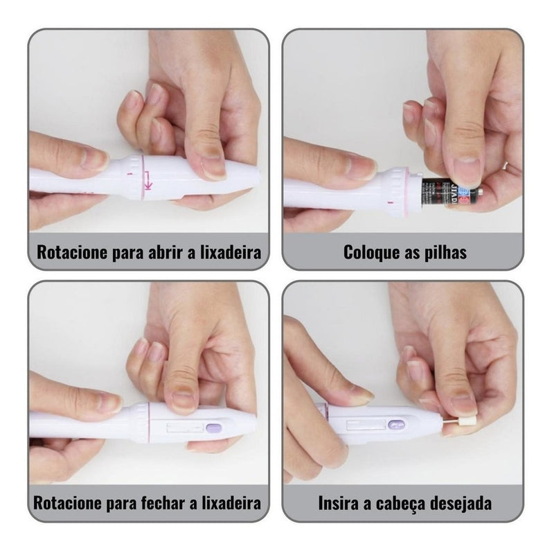 Lixa Elétrica Manicure E Removedor Calo Elétrico Kit Premium - Alfashop