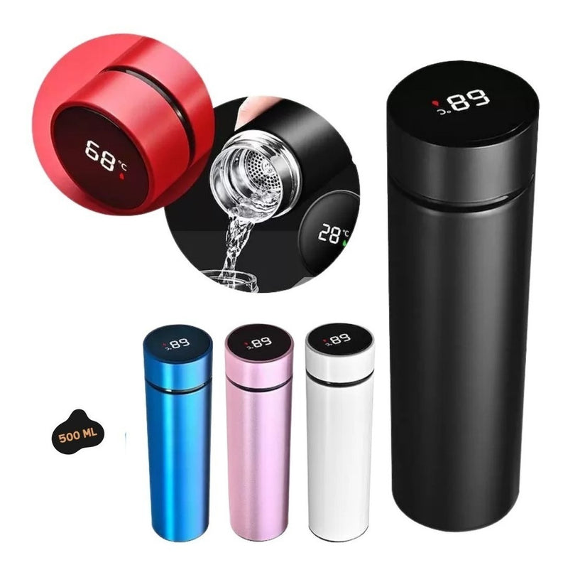 Garrafa Térmica Em Aço Inox Temperatura Digital Led 500ml - Alfashop