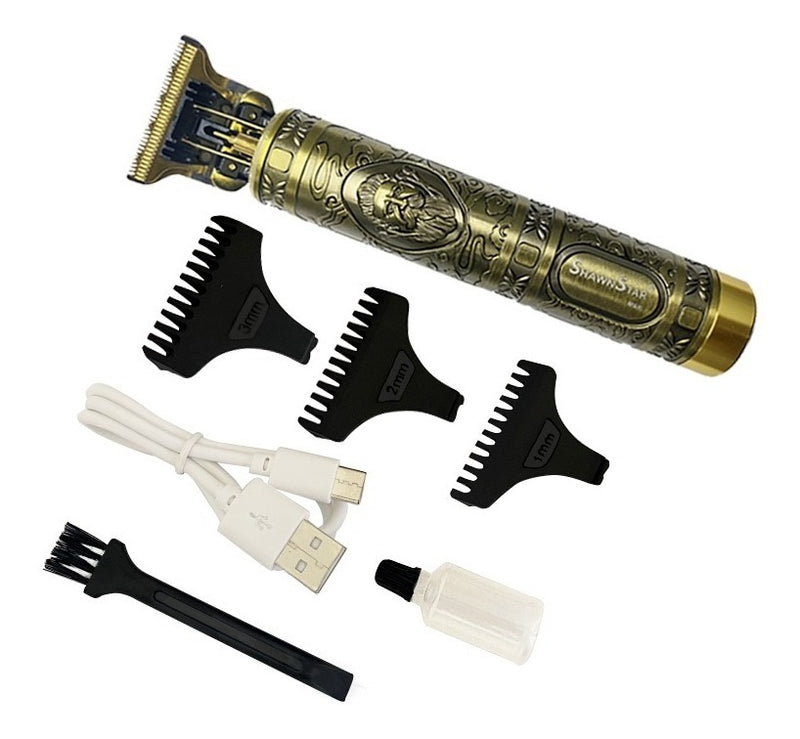 Aparador De Barba Eletrico Profissional Sem Fio Recarregável Cor Dourada - Alfashop