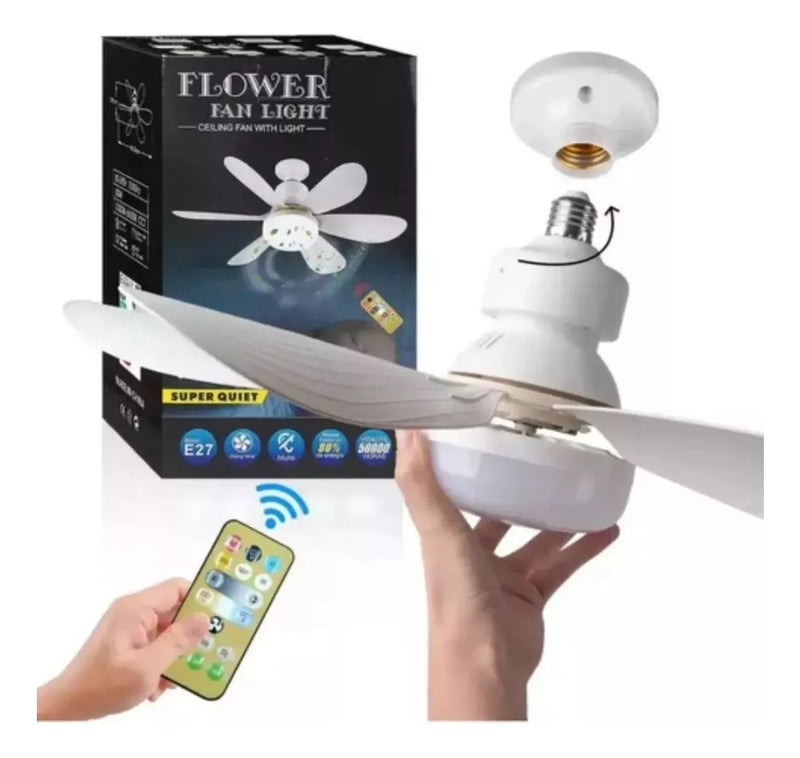 Ventilador De Teto C/ Lâmpada Led + Controle Para Bocal E27 - Alfashop