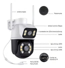 Ip Camera Externa Wifi Dupla Lentes 2 Em 1 Visao Noturna Cor Branco com preto - Alfashop