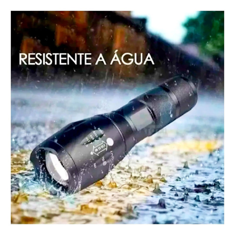 Lanterna Tática Militar Recarregável C/ Zoom Forte Lanterna Preto Luz Branco - Alfashop