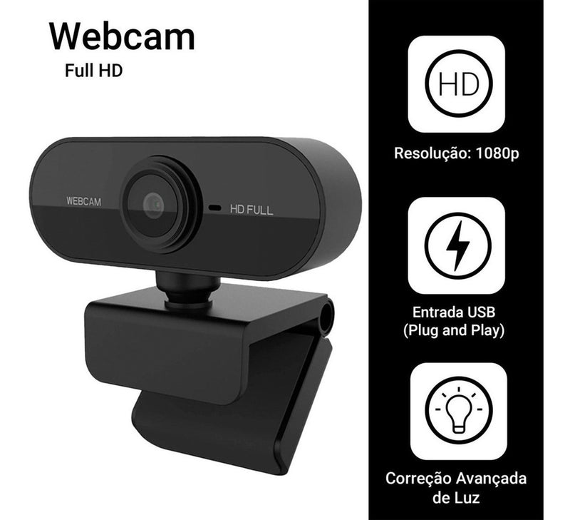 Webcam Full Hd 1080p Usb Mini Câmera Computador C/ Microfone - Alfashop