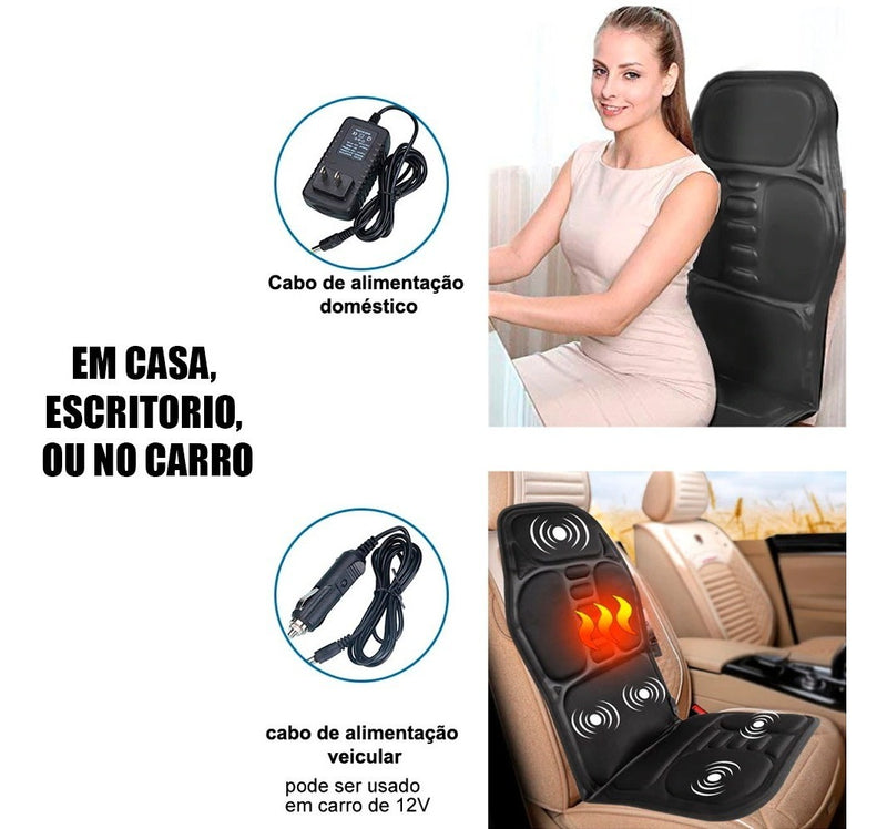 Assento Massageador Shiatsu Ultra Relaxante Costas Lombar 3d - Alfashop