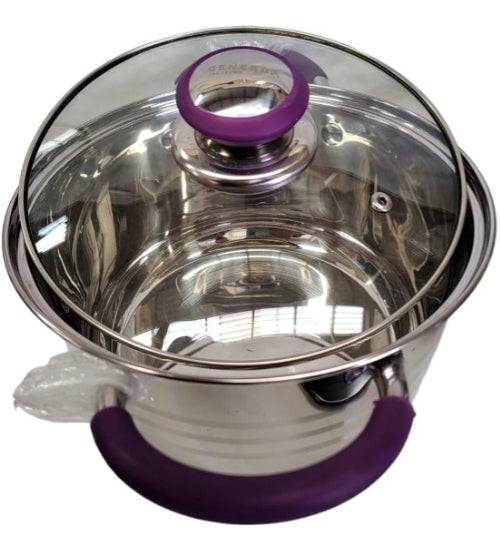 Jogo De Panelas Aço Inox Genebra Lilás 18 Pçs De Luxo - Alfashop