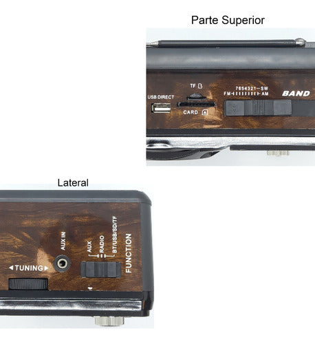 Radio Antigo Retro Am/fm Bluetooth Pen Drive Sd 10w Cor Mogno 110V/220V - Alfashop