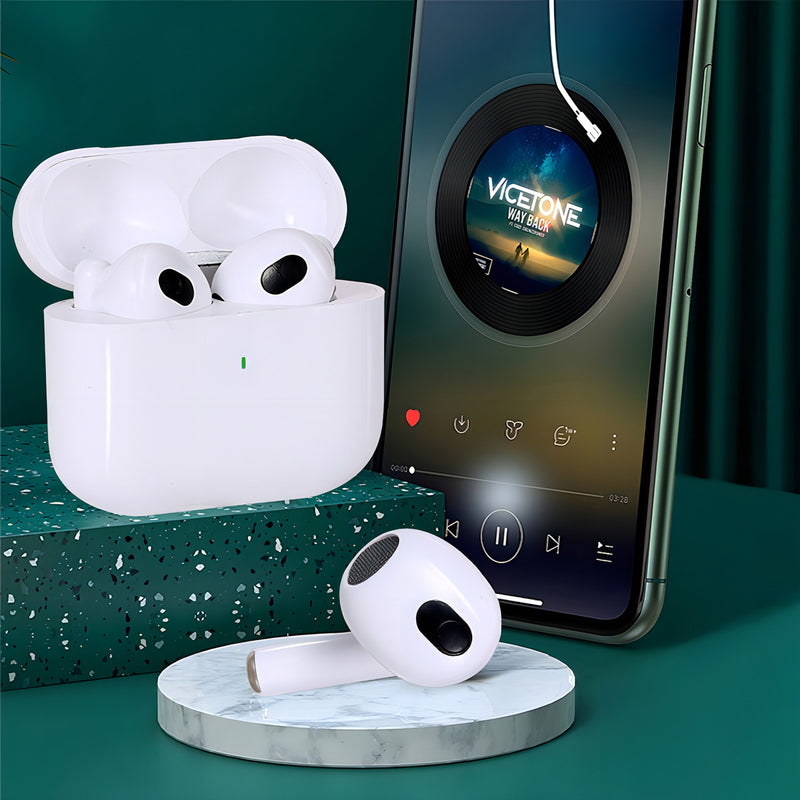 Fone Agold Fn-bt10 Bluetooth 3 Geração Para iPhone 8 X Xr 11 12 13 14 15 Cor Branco Luz Verde - Alfashop