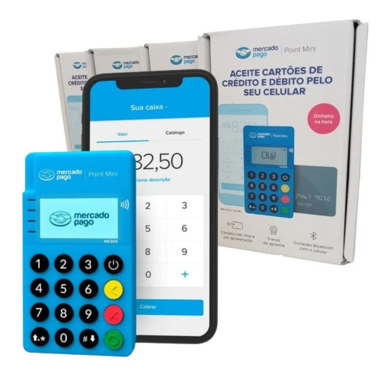 10 Maquininha De Cartões Débito Crédito Point Mini Blue Nfc - Alfashop