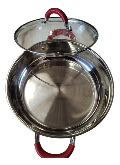 Panelas Aço Inox Genebra Vermelha 18 Pçs De Luxo - Alfashop