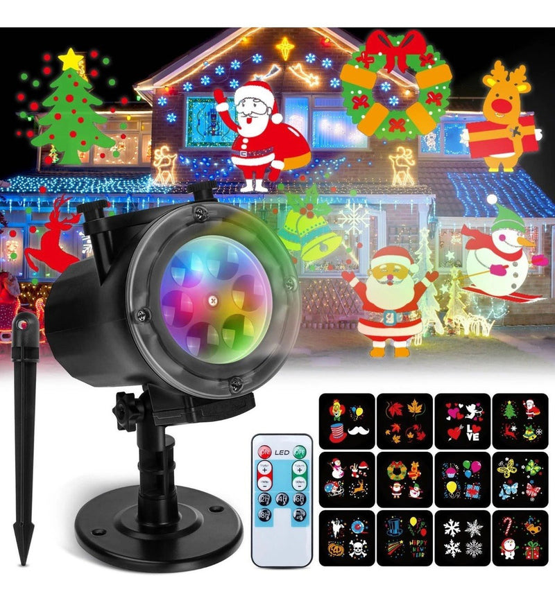 Projetor Natal Led Natalino Desenhos Laser Espeto Jardim - Alfashop