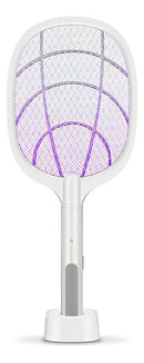 Raquete Mata Mosquito Recarregável Com Suporte De Mesa Casa Cor Branco - Alfashop