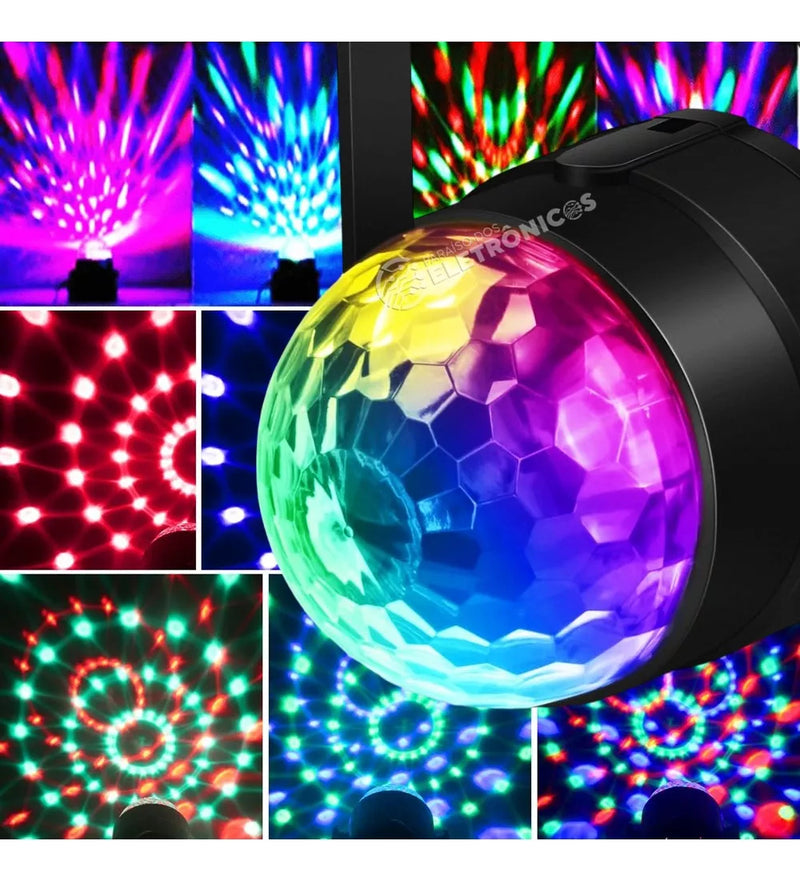 Globo De Luzes Para Festa Luz De Led Rgb Giratória Decoração - Alfashop