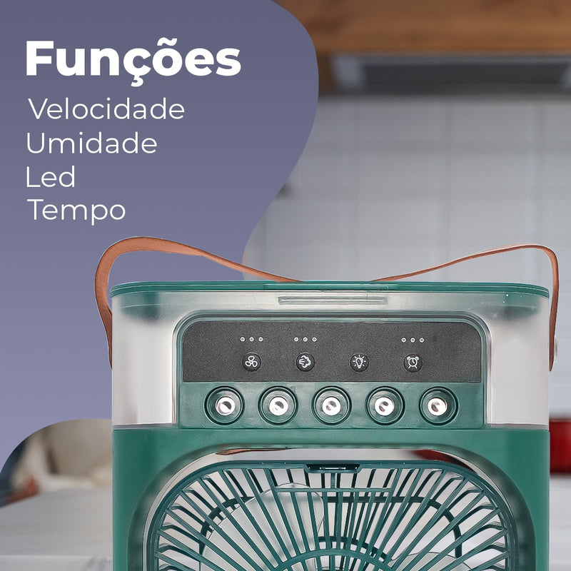 Mini Climatizador De Ar Com Reservatório Para Água E Gelo Cor Verde 110V/220V - Alfashop