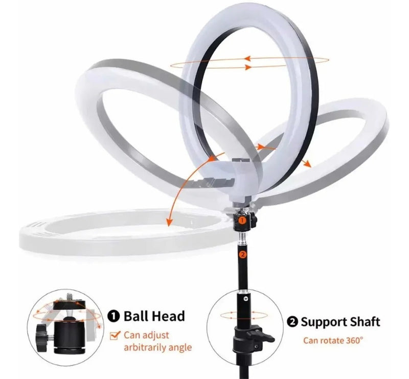 Ring Light Iluminador Led 10 Polegadas Com Tripé De 180 Cm Cor da estrutura Preto Cor da luz 03 Três Cores 110V/220V (BiVolt) - Alfashop