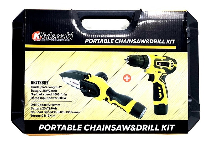 Parafusadeira Furadeira + Motossera A Bateria 25v Nakasaki - Alfashop