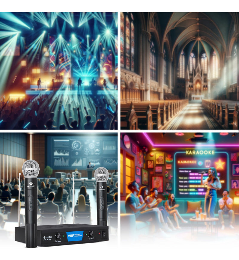 Microfone Profissional Sem Fio Duplo 2 Canais 30 Metros Vhf - Alfashop