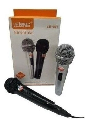 Microfones Lelong Profissional MT-1028 Dinâmico P10 cor preto/cinza - Alfashop