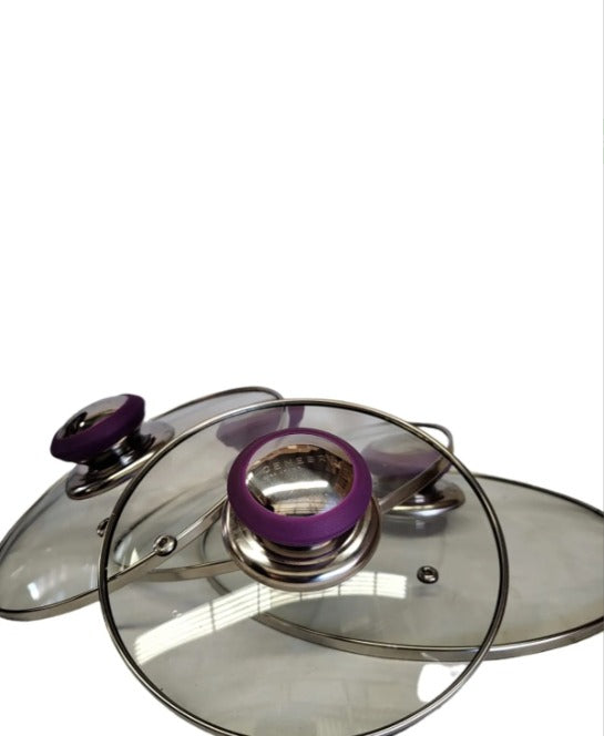 Jogo De Panelas Aço Inox Genebra Lilás 18 Pçs De Luxo - Alfashop