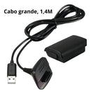 Kit 1 Bateria P/ Controle Xbox 360 + 1 Cabo Carregador 1.4m Voltagem de entrada 2.7v - Alfashop