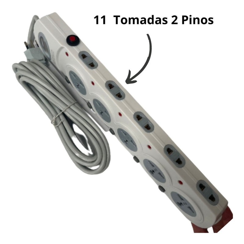 Filtro De Linha Régua 16 Tomadas (5 Universais) C/ Cabo 3m Cor Branco 127v/220v - Alfashop