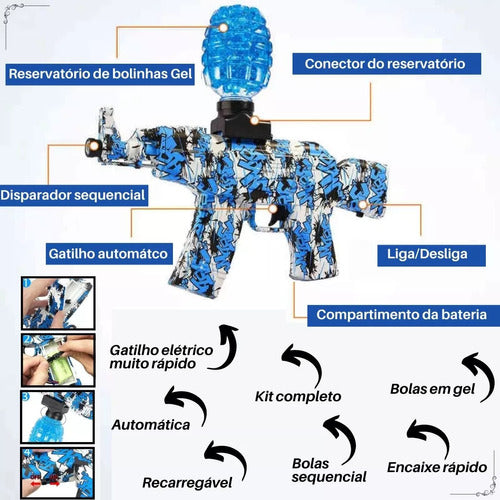 Arma Bolinha De Gel Metralhadora Elétrica Automática Arminha - Alfashop