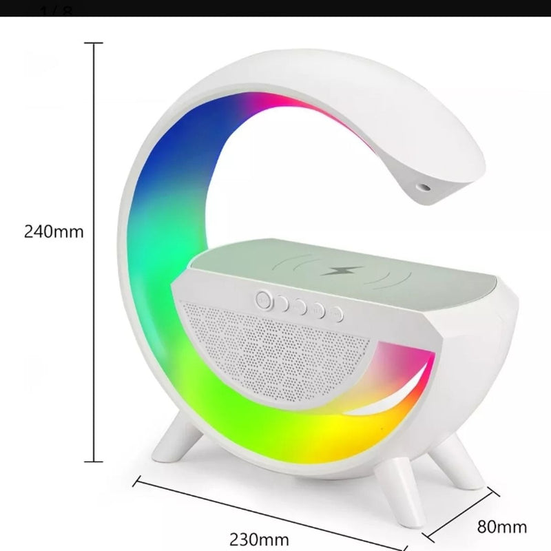 Luminária Carregador Indução G Speaker Caixa De Som Relógio - Alfashop
