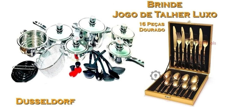 Jogo De Panelas Alemã Aço Cirúrgico 23 Pçs Aço Ou Vidro - Alfashop