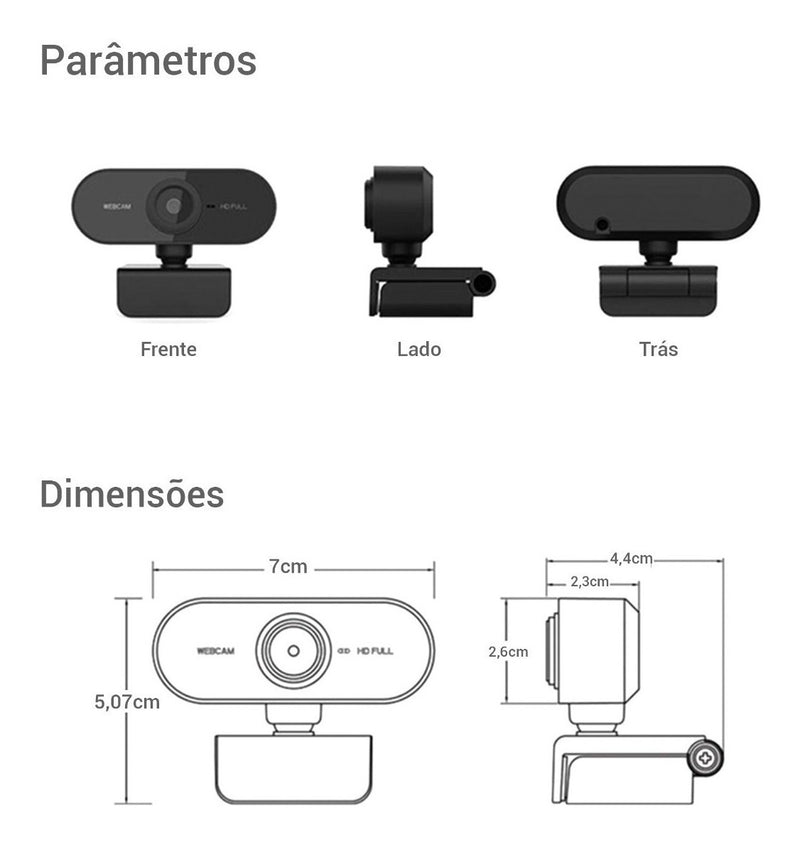 Webcam Full Hd 1080p Usb Mini Câmera Computador C/ Microfone - Alfashop
