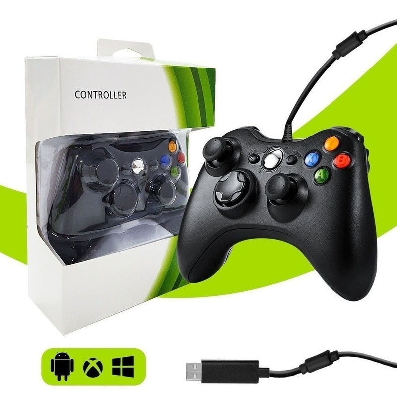 Kit 2 Controle Xbox 360 Pc Notebook Celular Com Fio Joystick - Alfashop